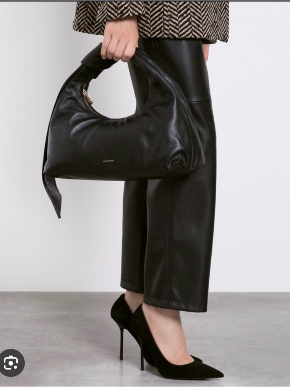 Anine Bing Grace Bag - Black Leather Knot-Top Shoulder Bag - Picture 4 of 4